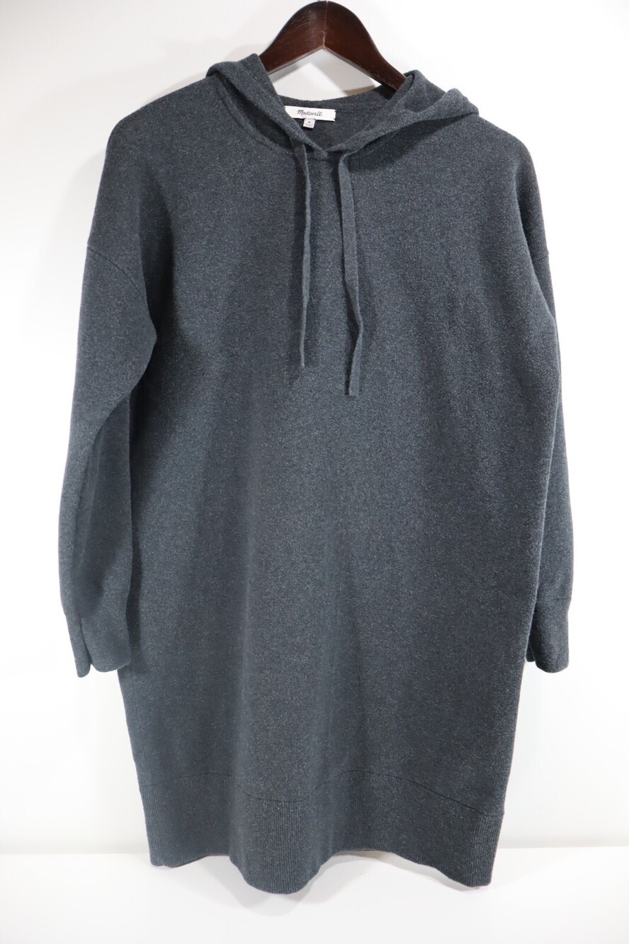 Madewell Hoodie Sweater Dress Womens Medium Dark Gray Pullover Knit NB867 Warm
